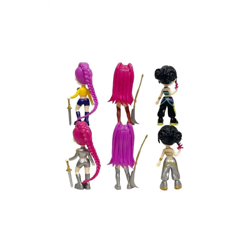Set 6 figurine K Pop Demon Hunter Girl, MASHASHOP, cu accesorii, mov/multicolor, 18 cm