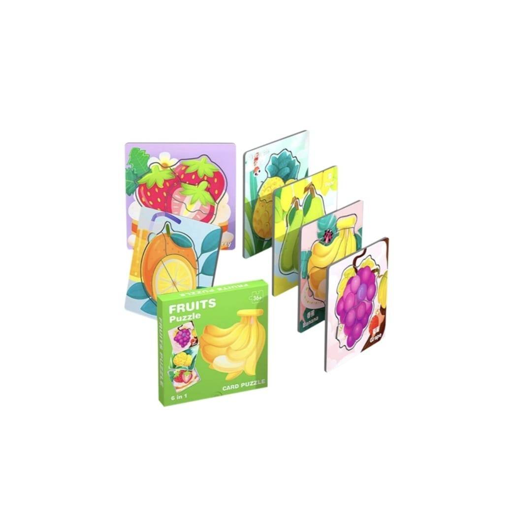 Set 6 puzzle 6 in 1, Fructe, piese mari, multicolor, 1 an+