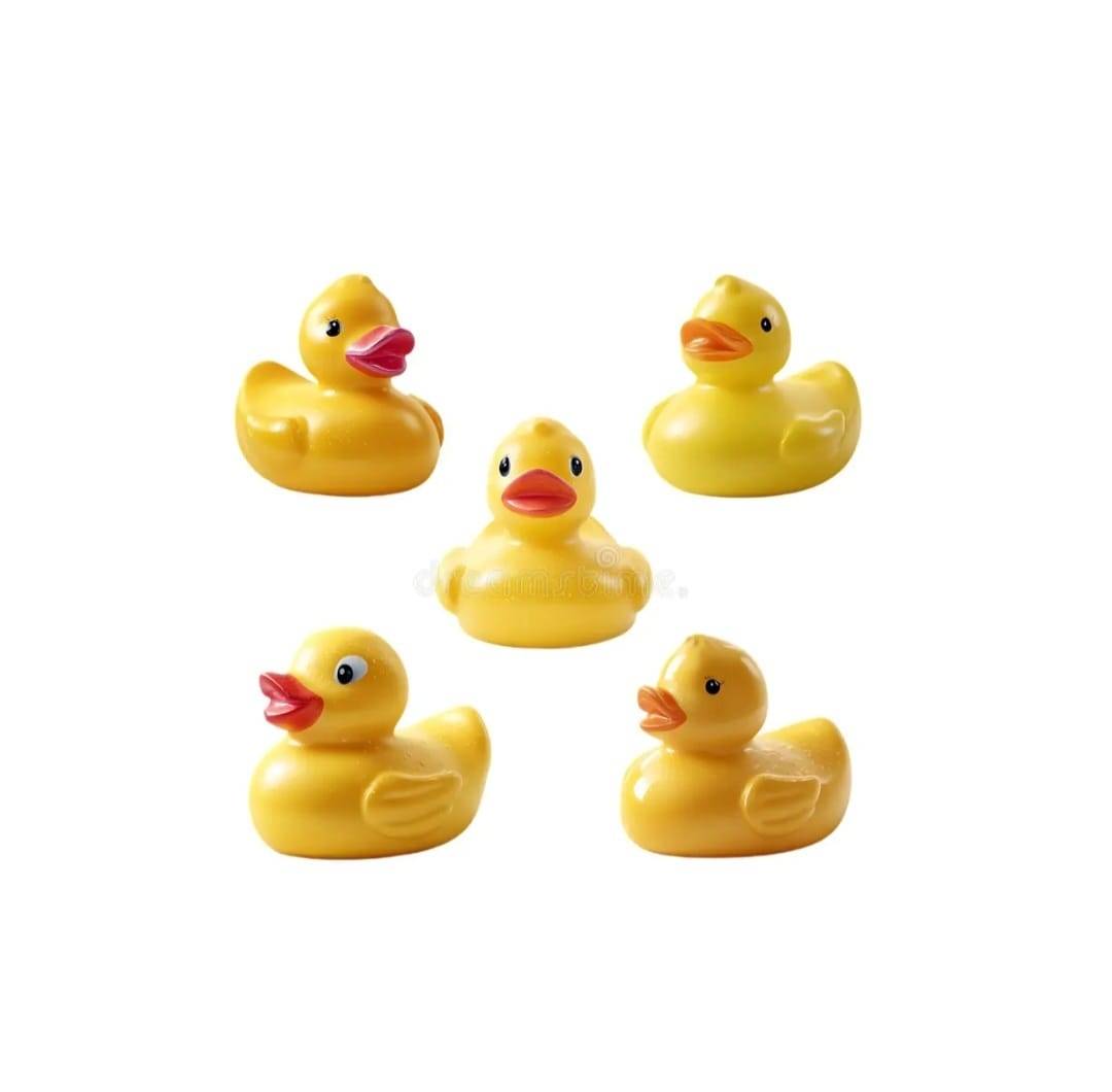 Set 6 Ratuste de baie, stropesc si plutesc, Distractive si Interactive, galben, cauciuc, 7 cm