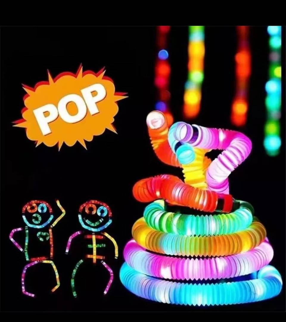 Set 6 Tuburi Pop Senzoriale, cu lumini, Fidget Toys, multicolor