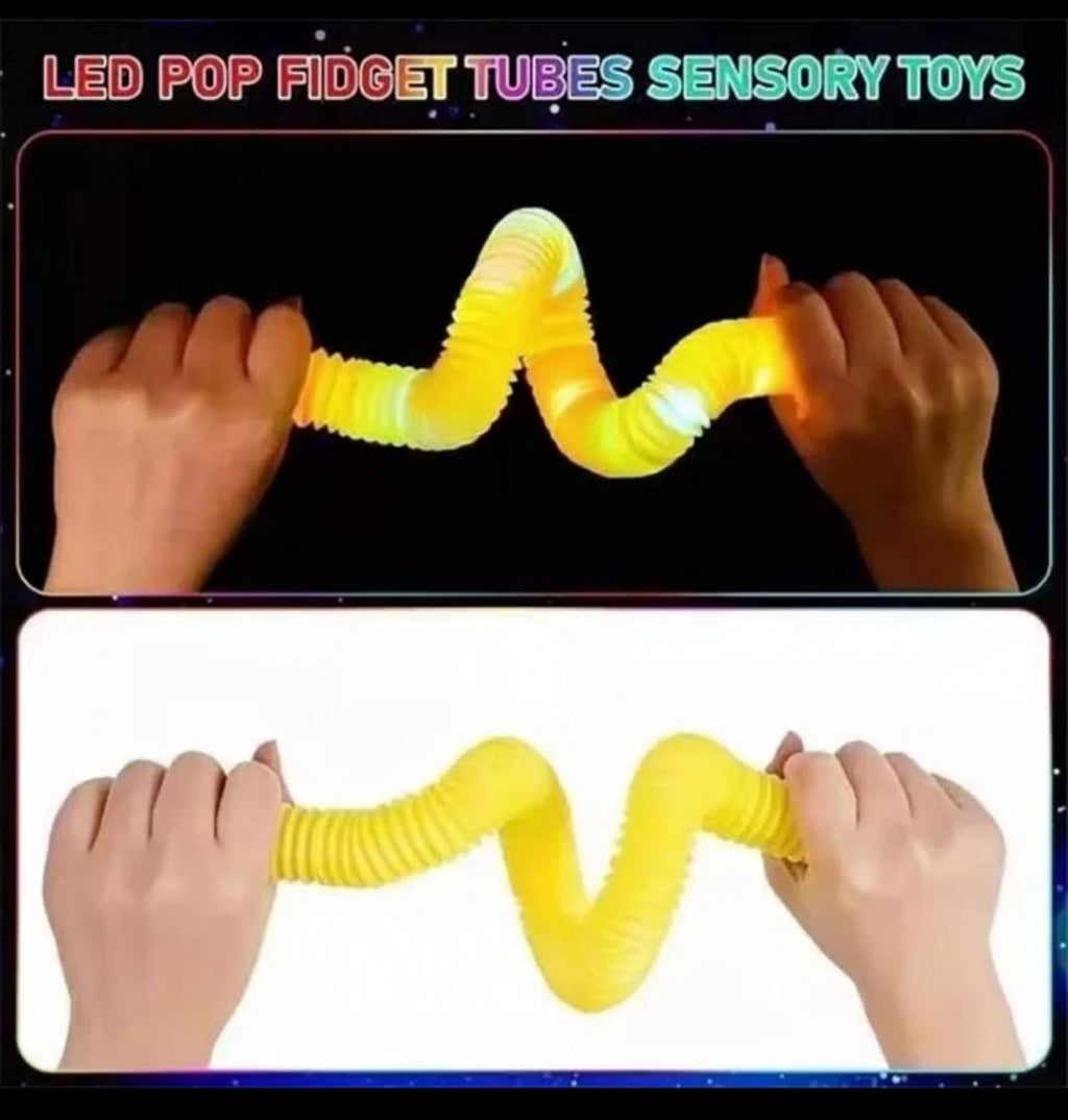 Set 6 Tuburi Pop Senzoriale, cu lumini, Fidget Toys, multicolor