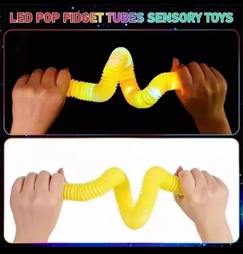 Set 6 Tuburi Pop Senzoriale, cu lumini, Fidget Toys, multicolor