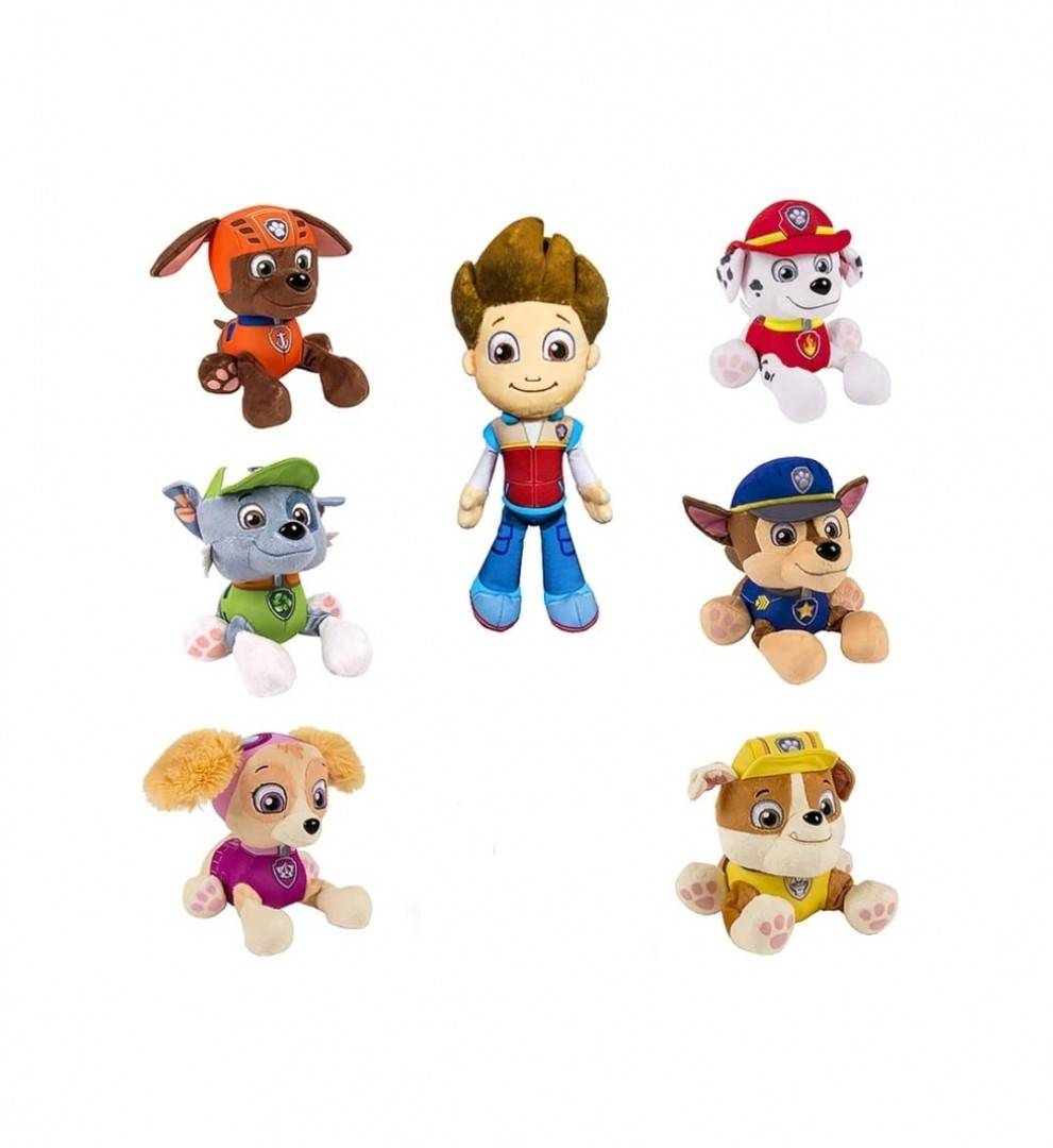 Set 7 Figurine de plus, Patrula Calusilor si Ryder, tip breloc, multicolor, 15 cm