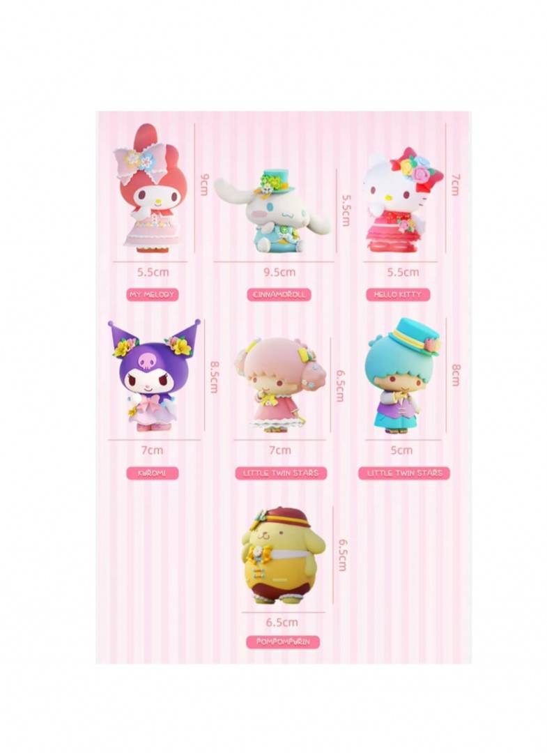 Set 7 Figurine Hello Kitty, Sanrio Kuromi, multicolor, 8 cm