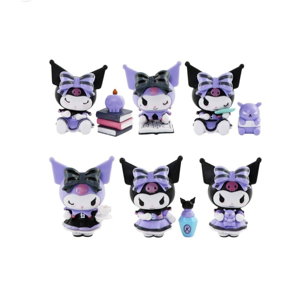 Set 7 Figurine tip Kuromi Hello Kitty, 3 accesorii, multicolor, 7 cm