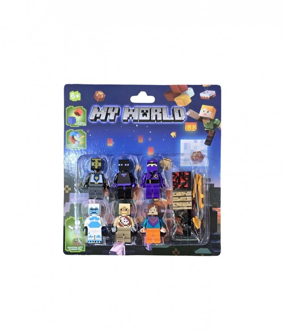 Set 7 Figurine, tip Minecraft, multicolor, 5 cm
