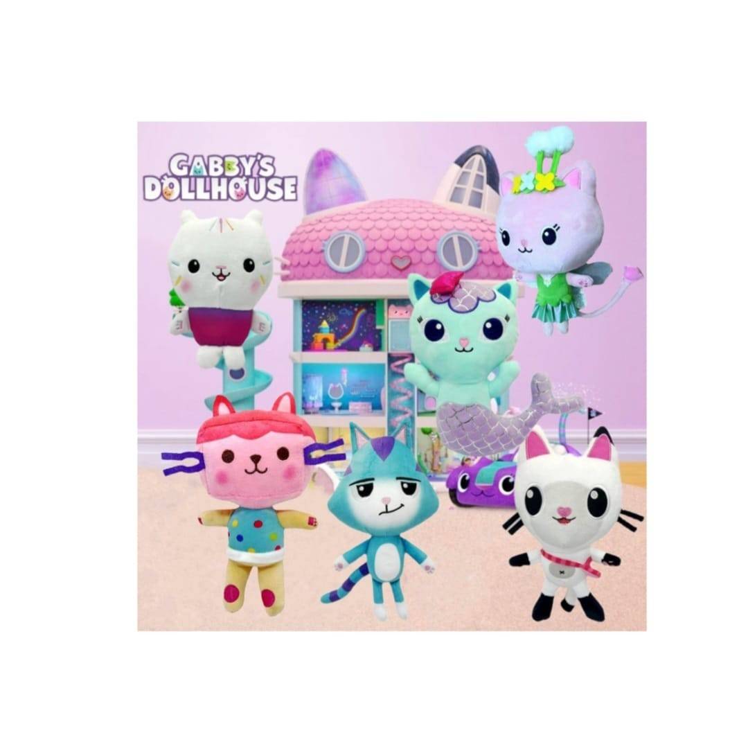 Set 8 Mascote de plus, Gabbys Dollhouse, multicolor, 20 cm - 29 cm