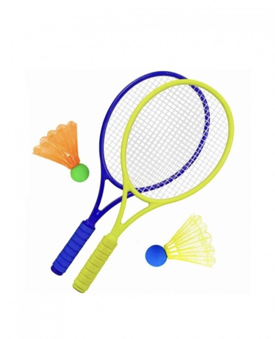 Set badminton, 2 palete, 2 fluturasi, multicolor, 46 cm