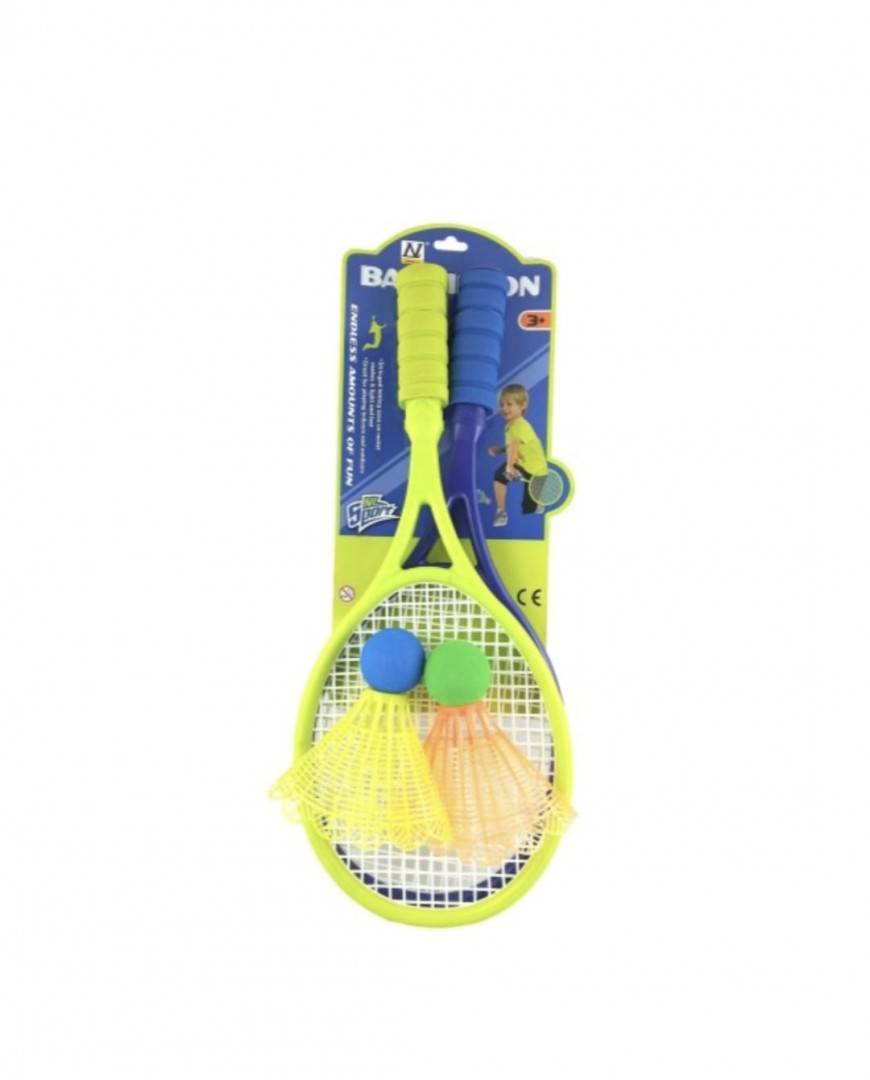 Set badminton, 2 palete, 2 fluturasi, multicolor, 46 cm