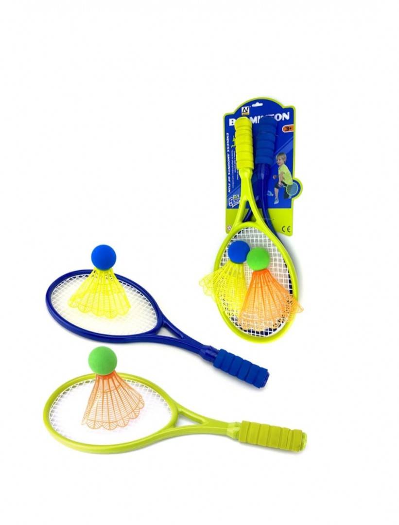 Set badminton, 2 palete, 2 fluturasi, multicolor, 46 cm