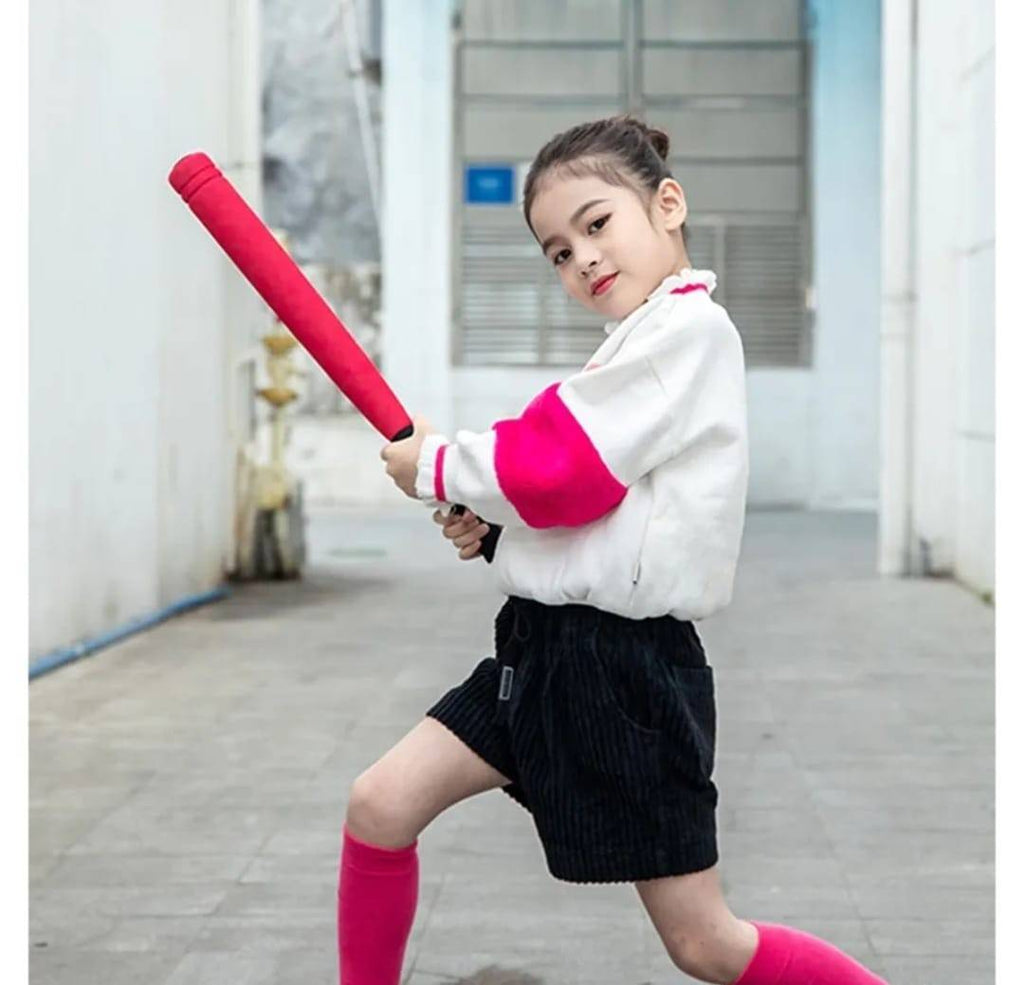 Set bata de baseball si minge, textura usor moale acoperita cu spuma, rosu, 60 cm