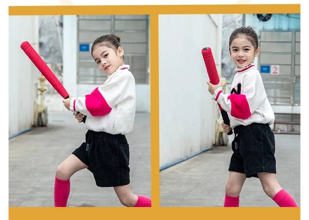 Set bata de baseball si minge, textura usor moale acoperita cu spuma, rosu, 60 cm