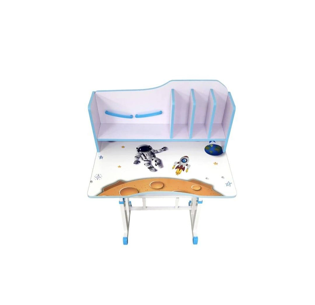 Set birou cu scăunel, metalic, reglabil pe înălțime, alb/albastru, 69x45 cm