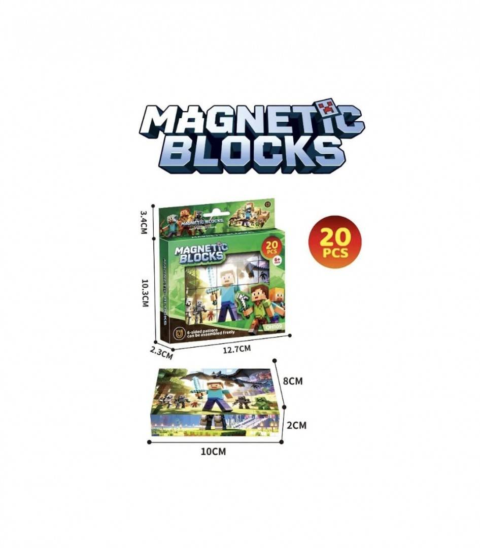 Set Blocuri magnetice de constructie, puzzle, Mycraft, MASHASHOP, multicolor, 20 buc