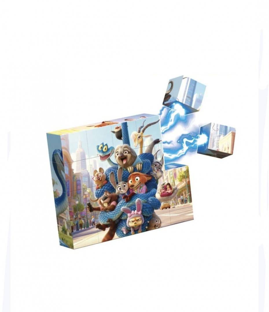 Set Blocuri magnetice de constructie, puzzle, Zootopia, MASHASHOP, multicolor, 20 buc