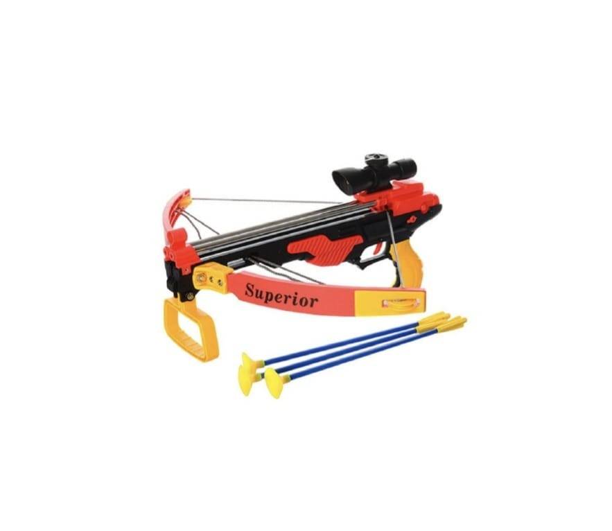 Set complet arbaleta, Crossbow Camouflage cu ghidaj laser, 3 sageti cu ventuza, multicolor, 5 ani+