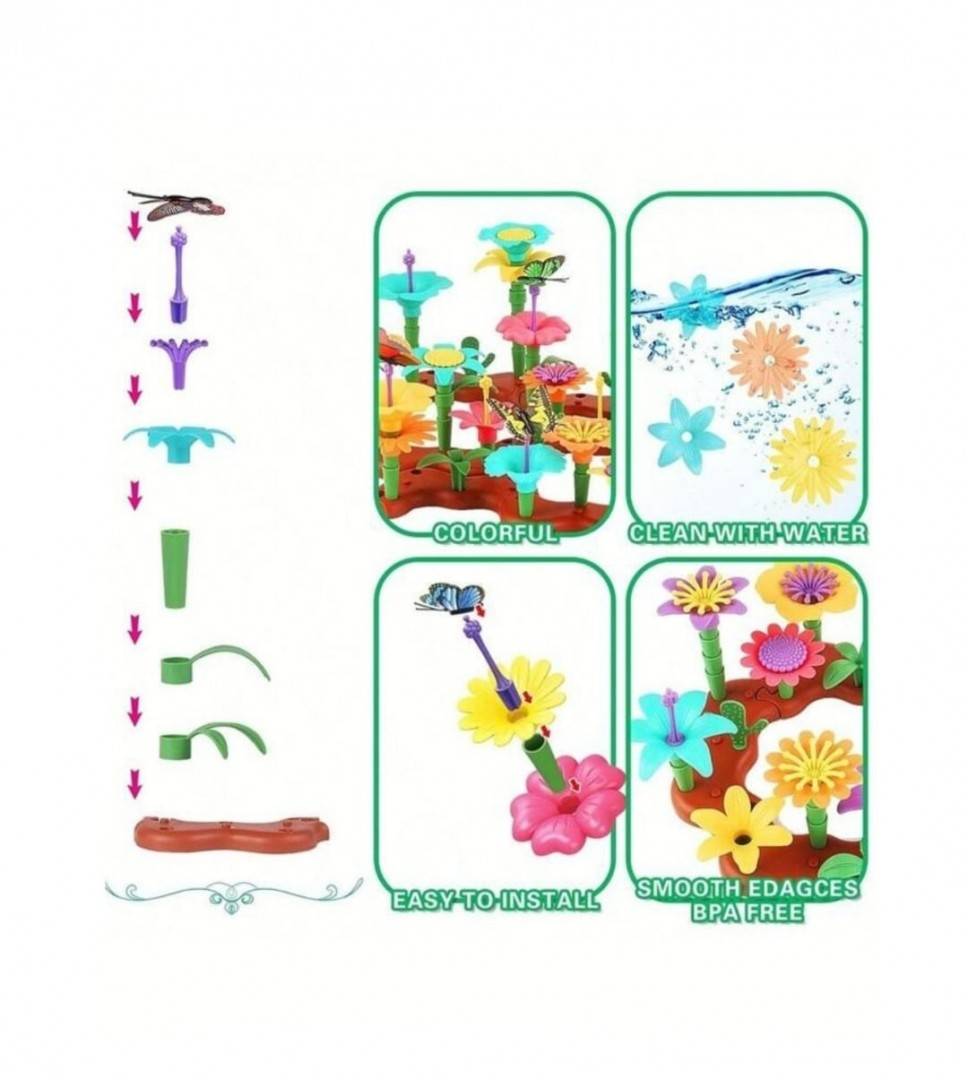 Set constructie, Gradina de flori, multicolor, 96 piese