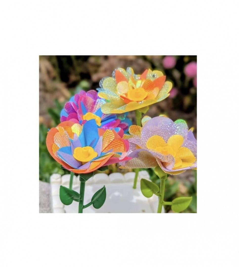 Set creativ cu aranjamente florale, Fabrica de flori, blocuri de constructie in forma de flori, 189 piese