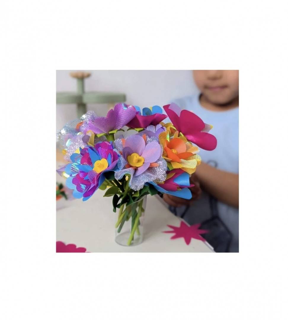 Set creativ cu aranjamente florale, Fabrica de flori, blocuri de constructie in forma de flori, 189 piese