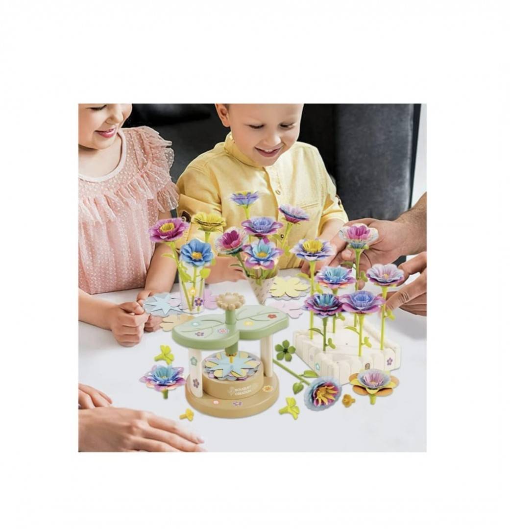Set creativ cu aranjamente florale, Fabrica de flori, blocuri de constructie in forma de flori, 189 piese