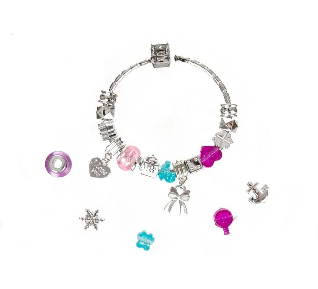 Set creativ pentru copii, Bratara cu accesorii, multicolor, 18 piese