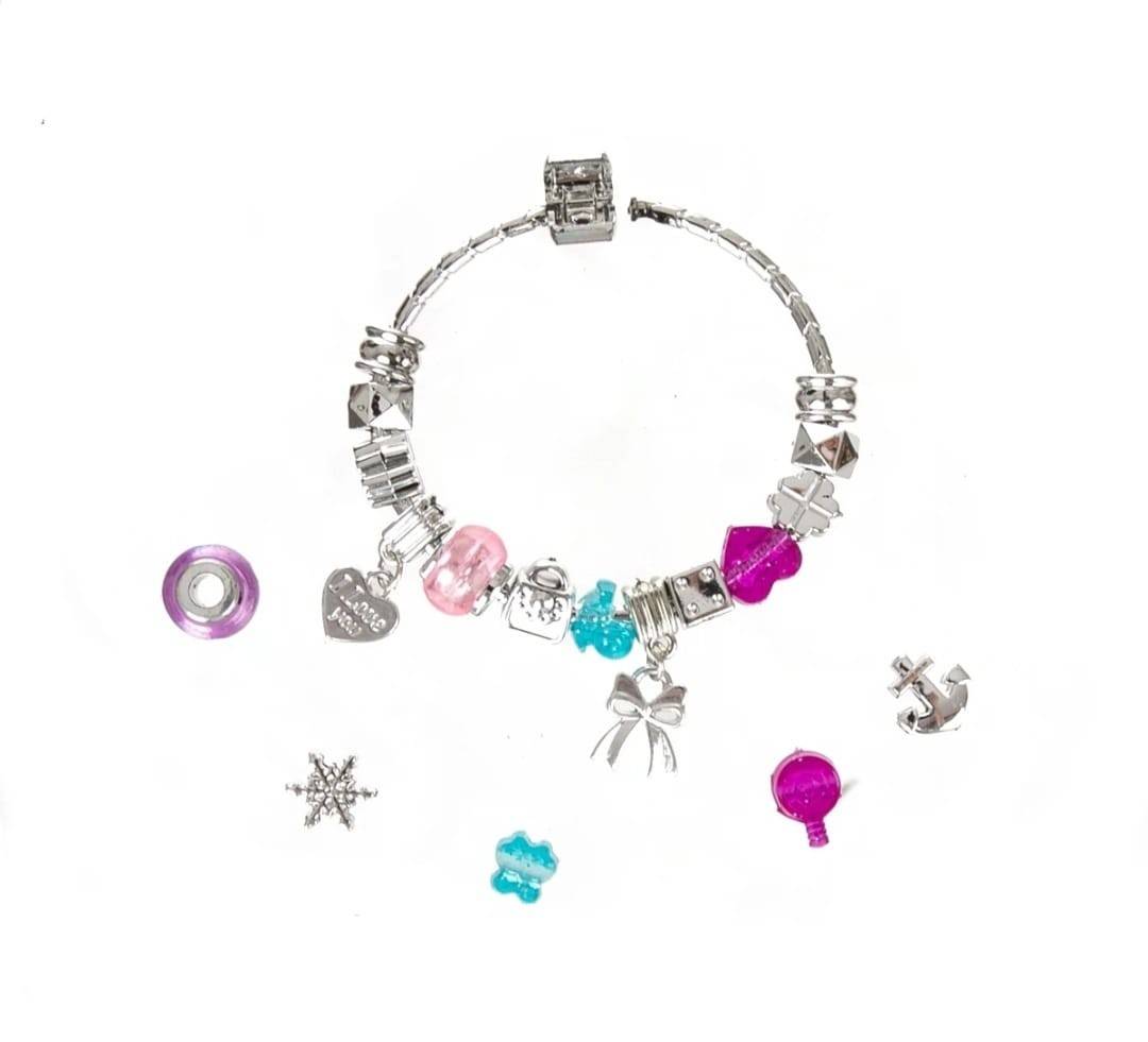 Set creativ pentru copii, Bratara cu accesorii, multicolor, 18 piese
