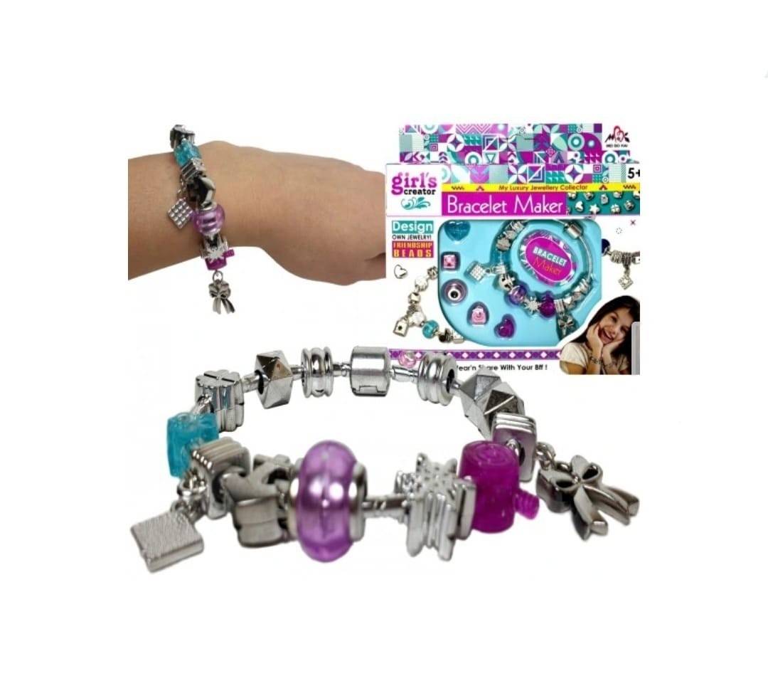 Set creativ pentru copii, Bratara cu accesorii, multicolor, 18 piese