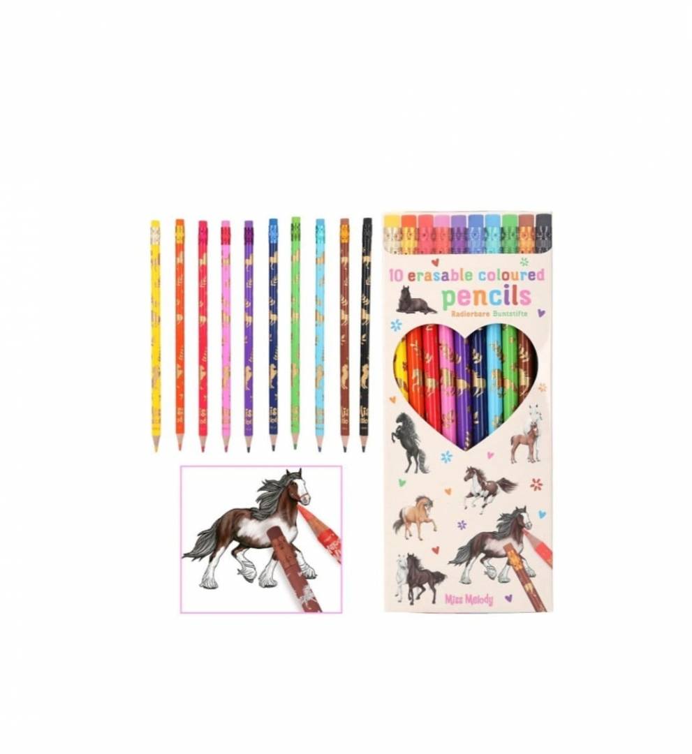 Set creioane colorate Miss Melody, 10 culori, 7mm, 19,6x8,2x1cm