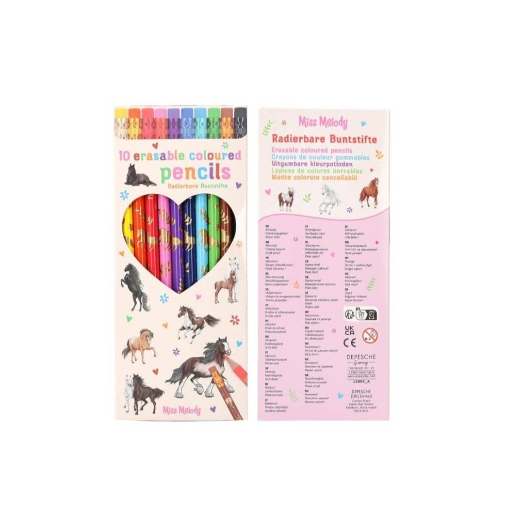Set creioane colorate Miss Melody, 10 culori, 7mm, 19,6x8,2x1cm