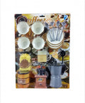 Set de bucatarie, Filtru si Rasnita de cafea, 17 piese, multicolor
