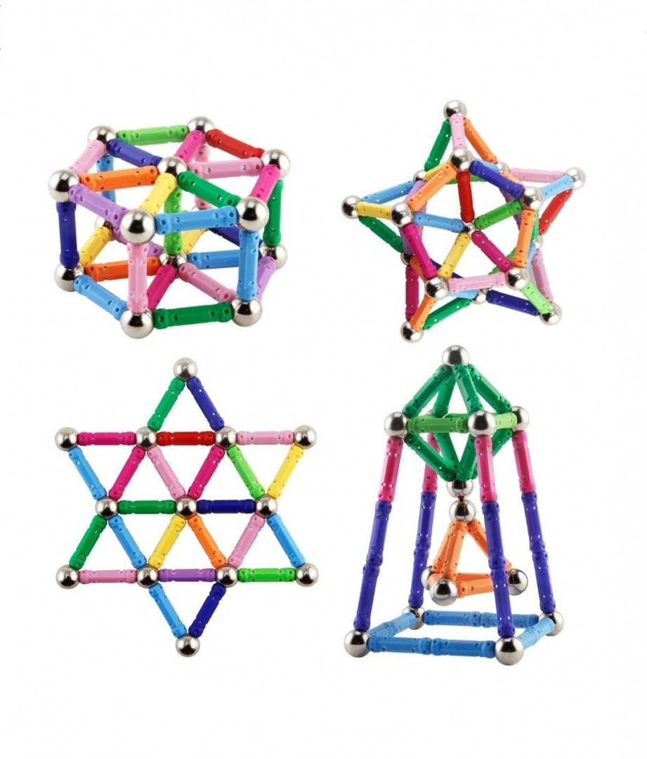 Set de constructie 3D, Magnetspiel, magnetic, multicolor, 50 piese