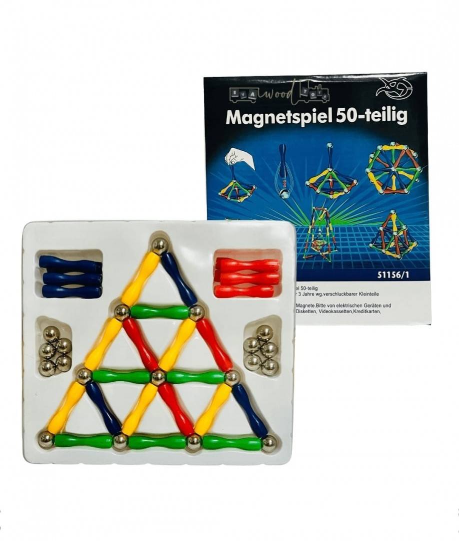 Set de constructie 3D, Magnetspiel, magnetic, multicolor, 50 piese