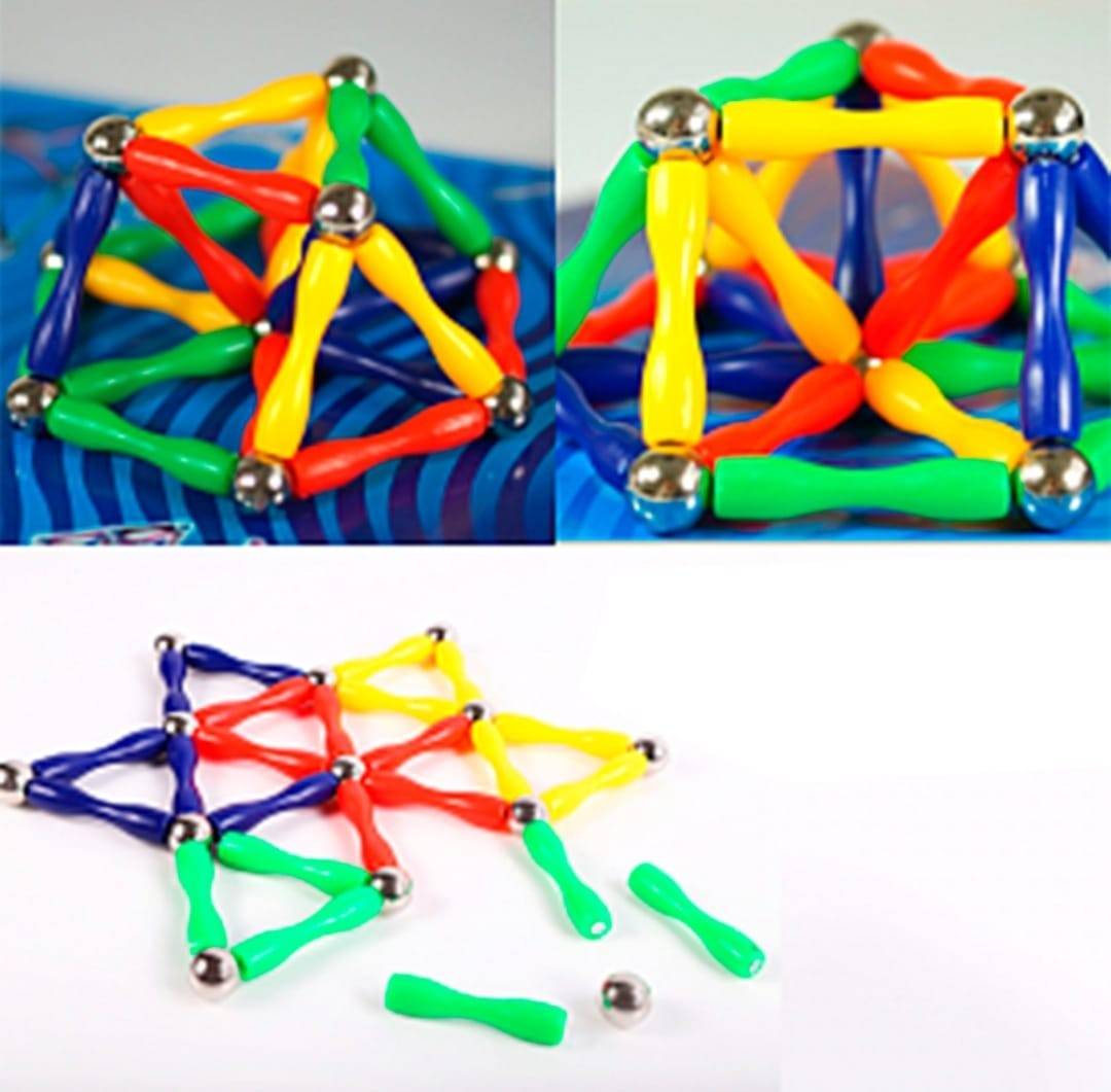 Set de constructie 3D, Magnetspiel, magnetic, multicolor, 50 piese