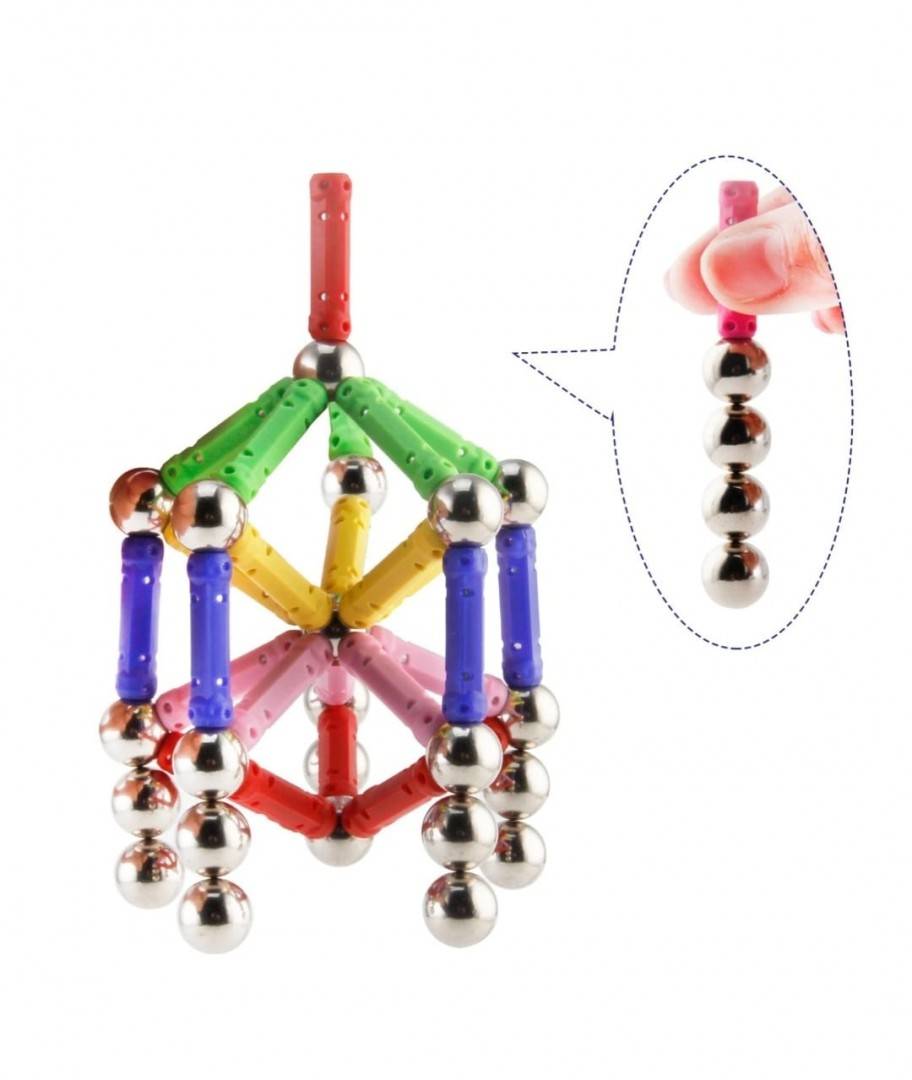 Set de constructie 3D, Magnetspiel, magnetic, multicolor, 50 piese