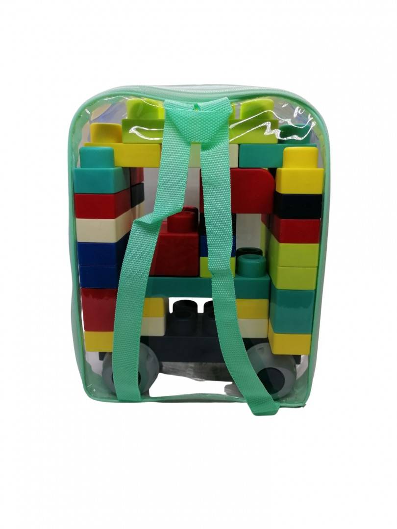 Set de constructie, Buiding Blocks, din plastic moale pentru copii, cauciuc senzorial, multicolor, 44 piese