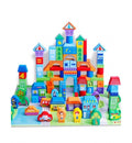 Set de constructie cuburi, Traffic Urban Blocks, 100 piese, lemn, multicolor
