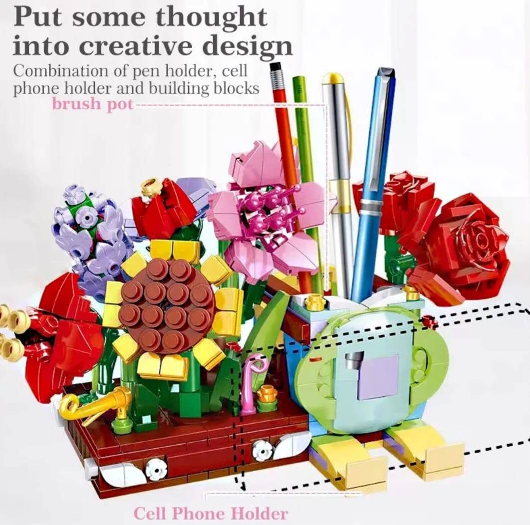 Set de constructie Flowers, tema floare, multicolor, 752 piese