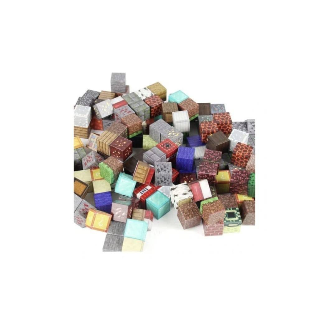 Set de constructie magnetic, tip Minecraft, cuburi, multicolor, 60 buc
