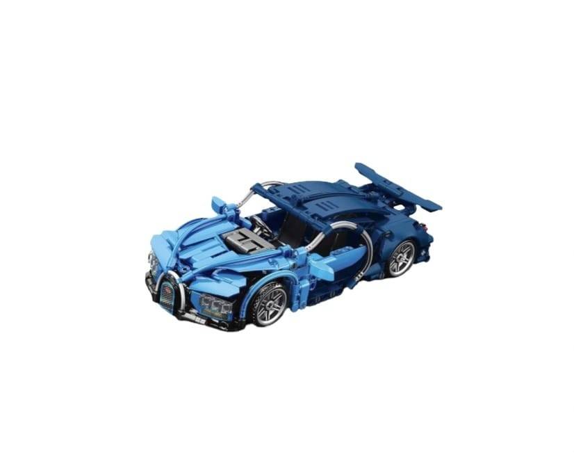 Set de constructie, Masinuta Bugatti, scara 1:18, albastru/multicolor, 423 piese