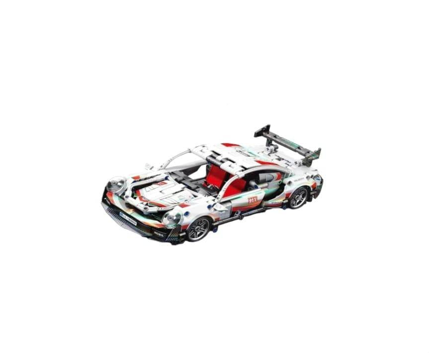 Set de constructie, Masinuta Porshe 911 RSR, scara 1:18, alb/multicolor, 455 piese