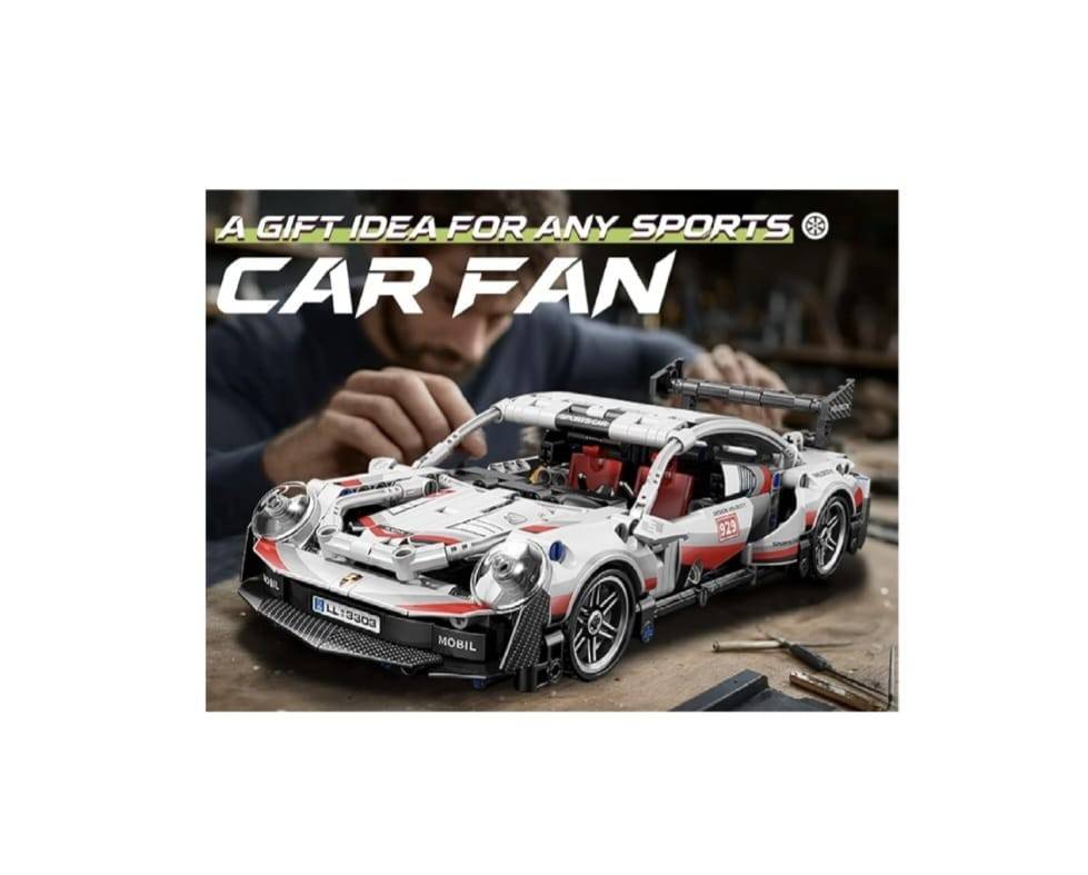 Set de constructie, Masinuta Porshe 911 RSR, scara 1:18, alb/multicolor, 455 piese