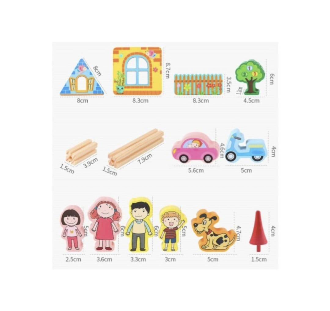 Set de constructie, Micul Arhitect, lemn, 128 piese, 3 ani+