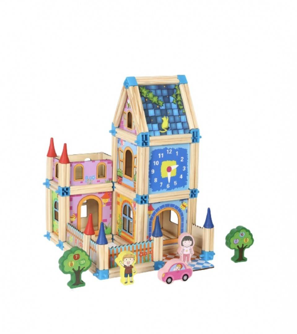 Set de constructie, Micul Arhitect, lemn, 128 piese, 3 ani+