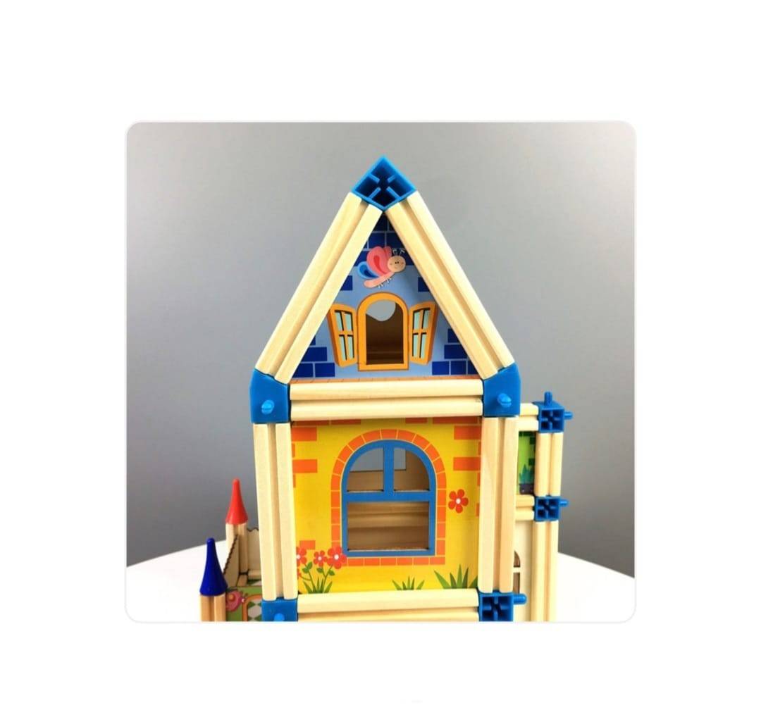 Set de constructie, Micul Arhitect, lemn, 128 piese, 3 ani+