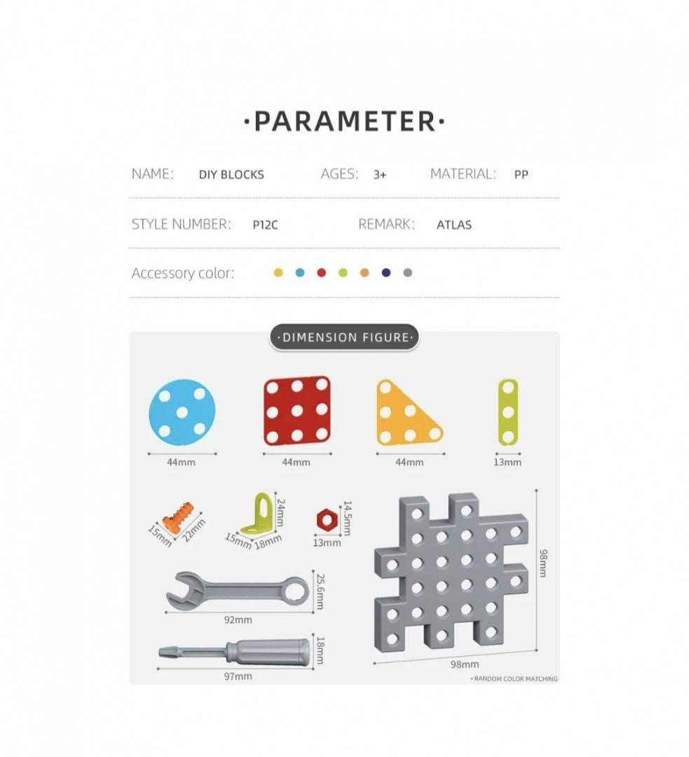 Set de constructie si asamblare, Placute, multicolor, 4 ani+