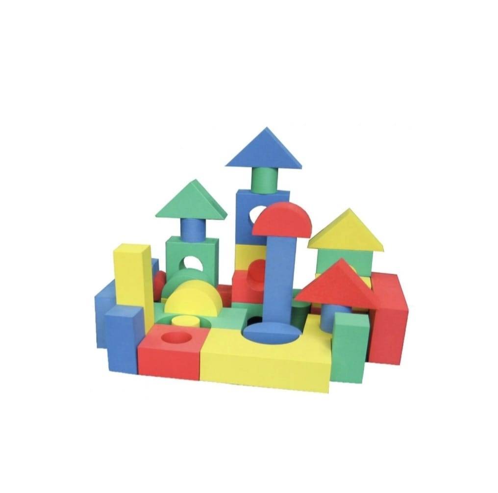 Set de construit, 29 Cuburi forme geometrice din burete, multicolor