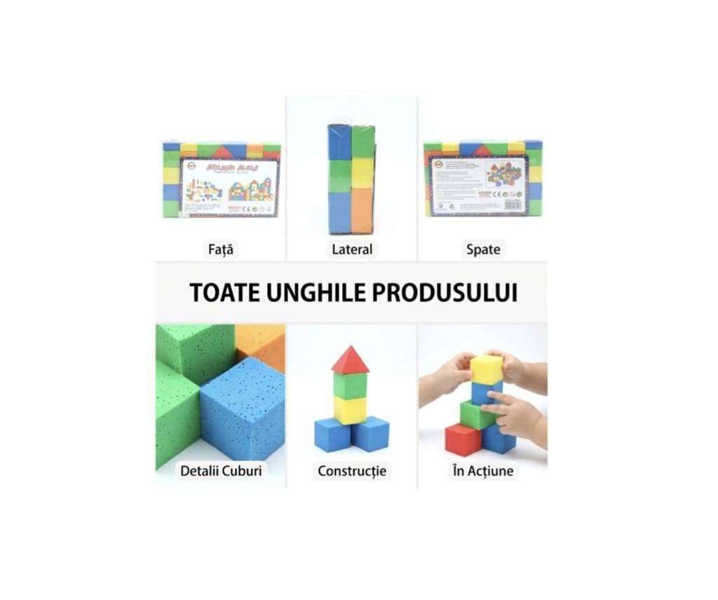 Set de construit, 29 Cuburi forme geometrice din burete, multicolor