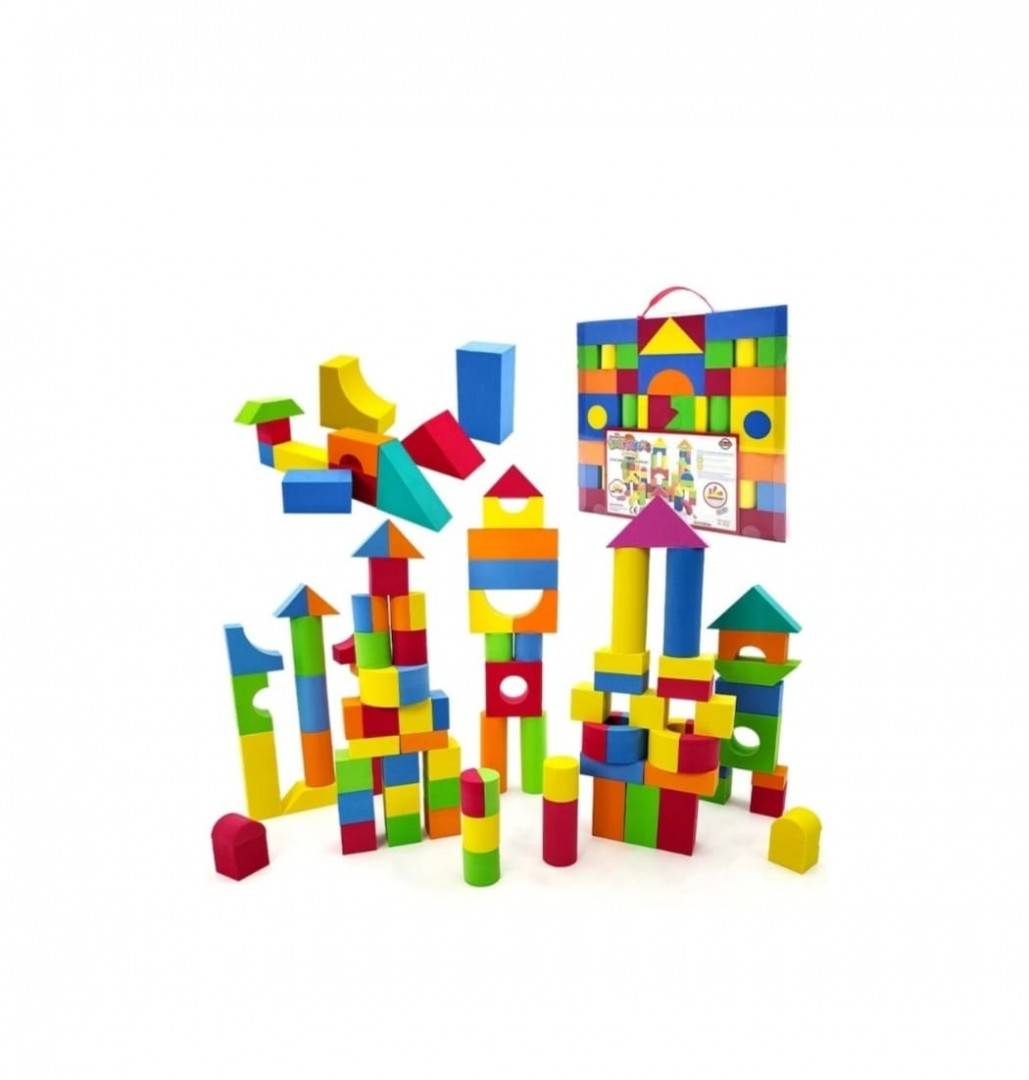 Set de construit, 46 Cuburi forme geometrice din burete, multicolor