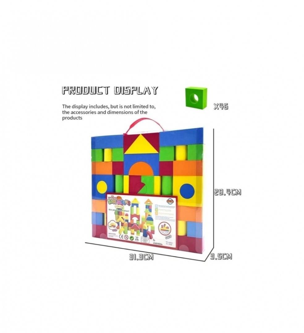 Set de construit, 46 Cuburi forme geometrice din burete, multicolor