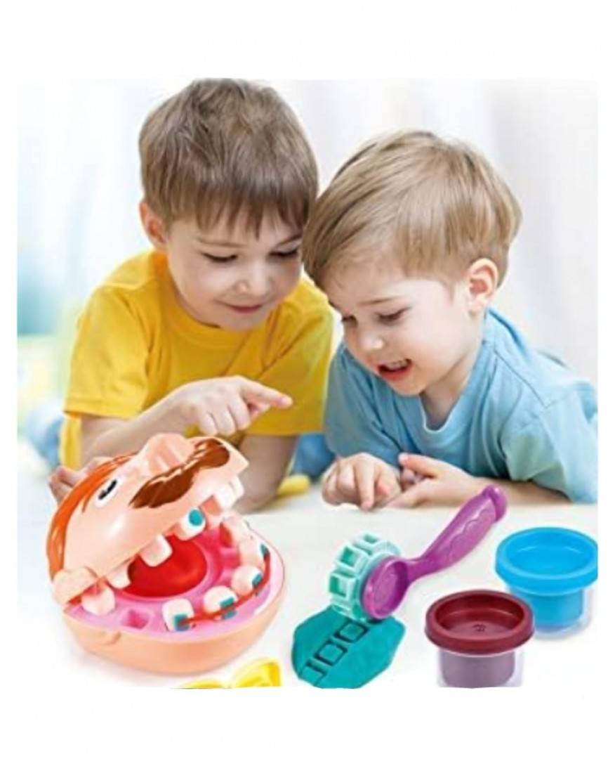 Set de joacă medicală cu plastilină, Stomatolog, multicolor